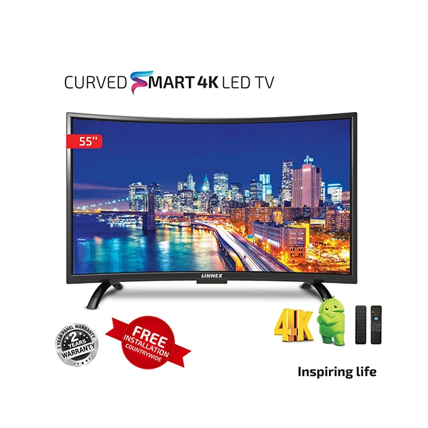 Linnex 55 Inch Smart Android Curved LED TV-Black